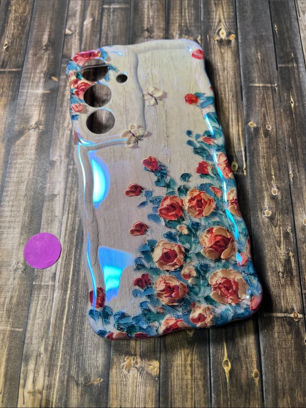 5for$10 Beige Samsung Galaxy S24, Colorful Retro Oil Painting Flower Phone Case